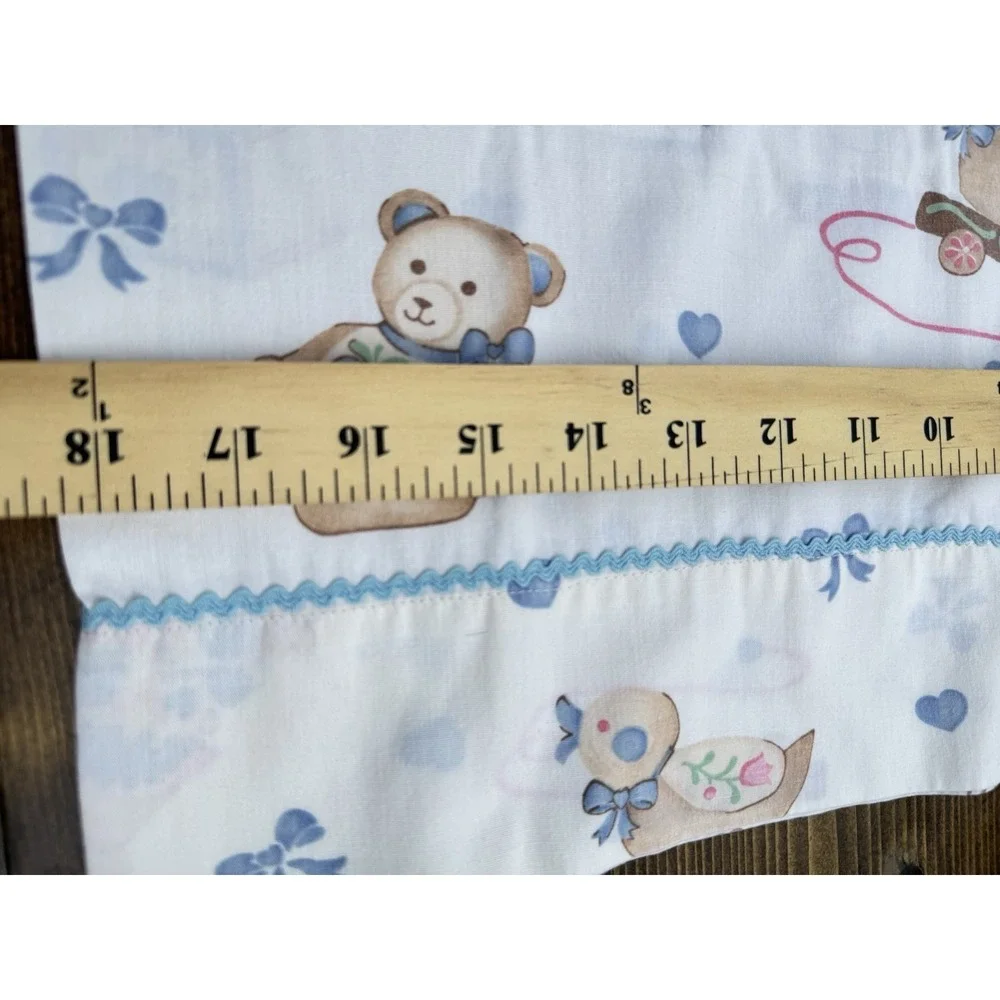 Vintage Handmade Pillowcases Pair Nursery Teddy Bear Doll Kids Pastel Retro
